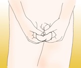 diagram of a male doing a testicular exam