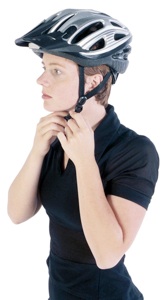 photo of student wearing a bicycle helmet
