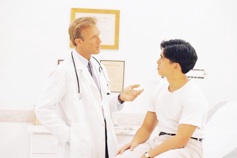 photo of student speaking with health care provider
